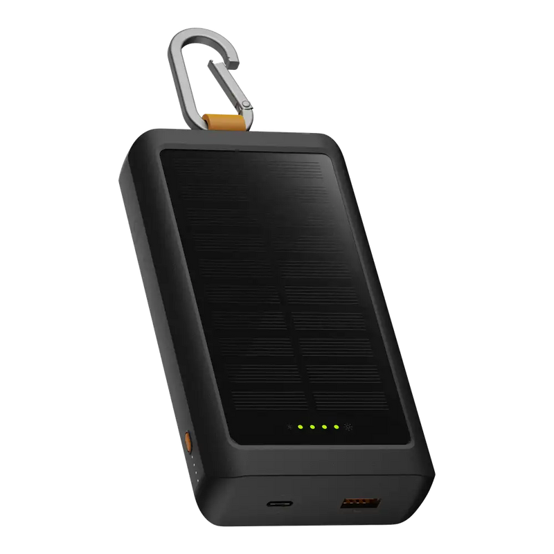 Go2 Powerbank 20W - 10.000 mAh met Solar en Lamp - Charcoal Black - Xtorm NL
