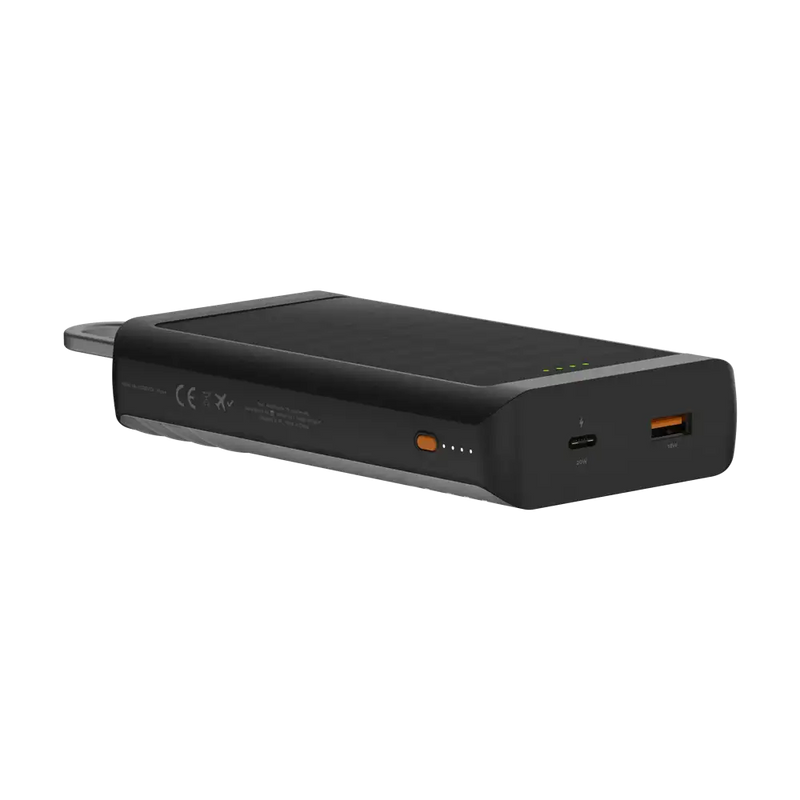 Go2 Powerbank 20W - 10.000 mAh met Solar en Lamp - Charcoal Black - Xtorm NL