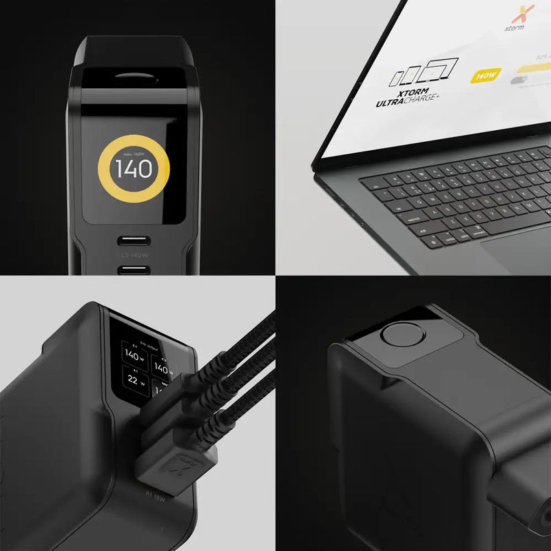 NextGen 140W Laptop Snellader - 3 poorten (2x USB-C PD + USB-A) - Midnight Black - Xtorm NL