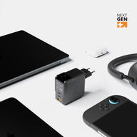 NextGen 140W Laptop Snellader - 3 poorten (2x USB-C PD + USB-A) - Midnight Black - Xtorm NL